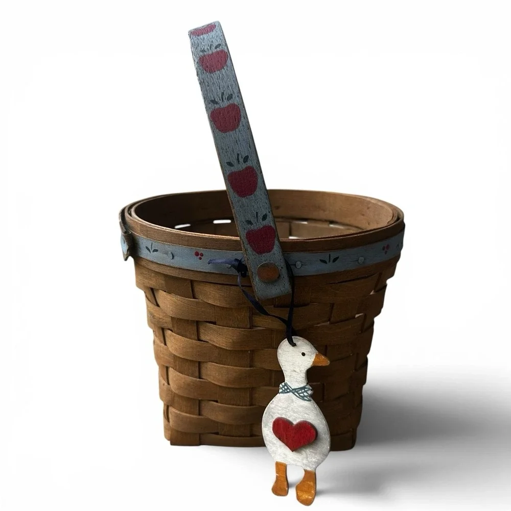 Vintage 1984 Longaberger Apple Goose Duck Swing Basket Farm Country Cottagecore
